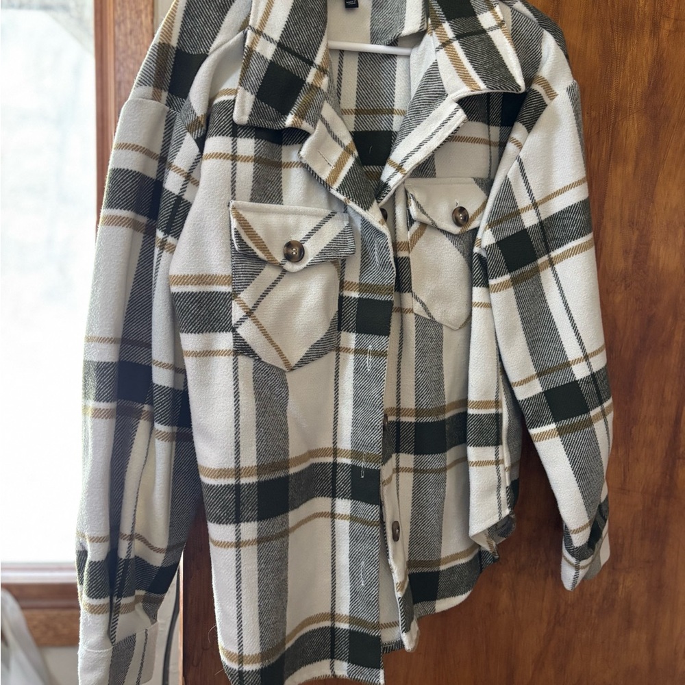 Plaid Women's Jacket in Green and White